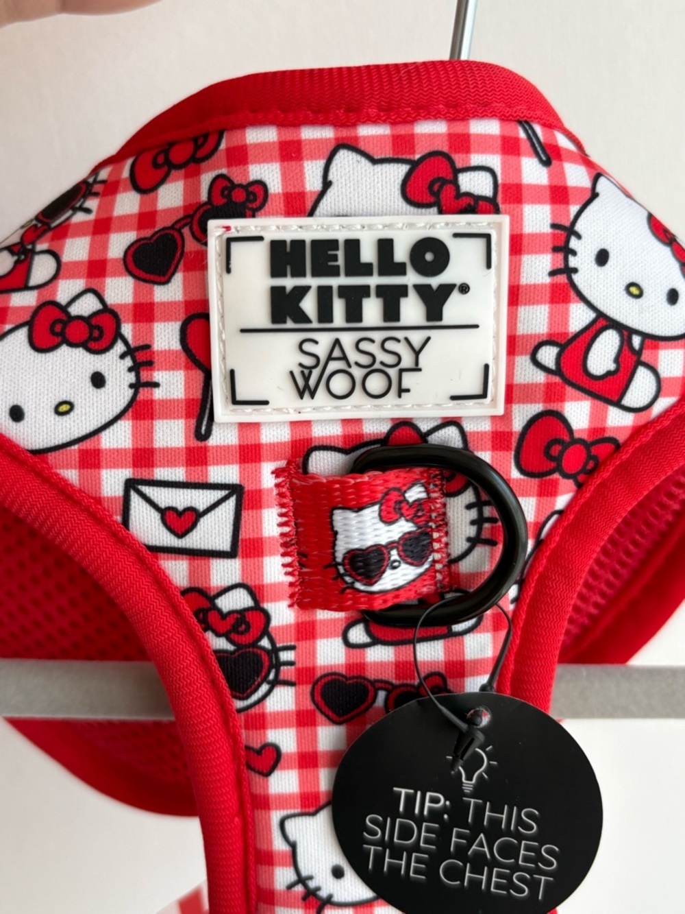 Hello Kitty x Sassy Woof Checkered Red Dog Harness - Picture 3 of 5